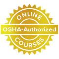 A gold seal logo branded with OSHA-Certified Online Courses in white text.